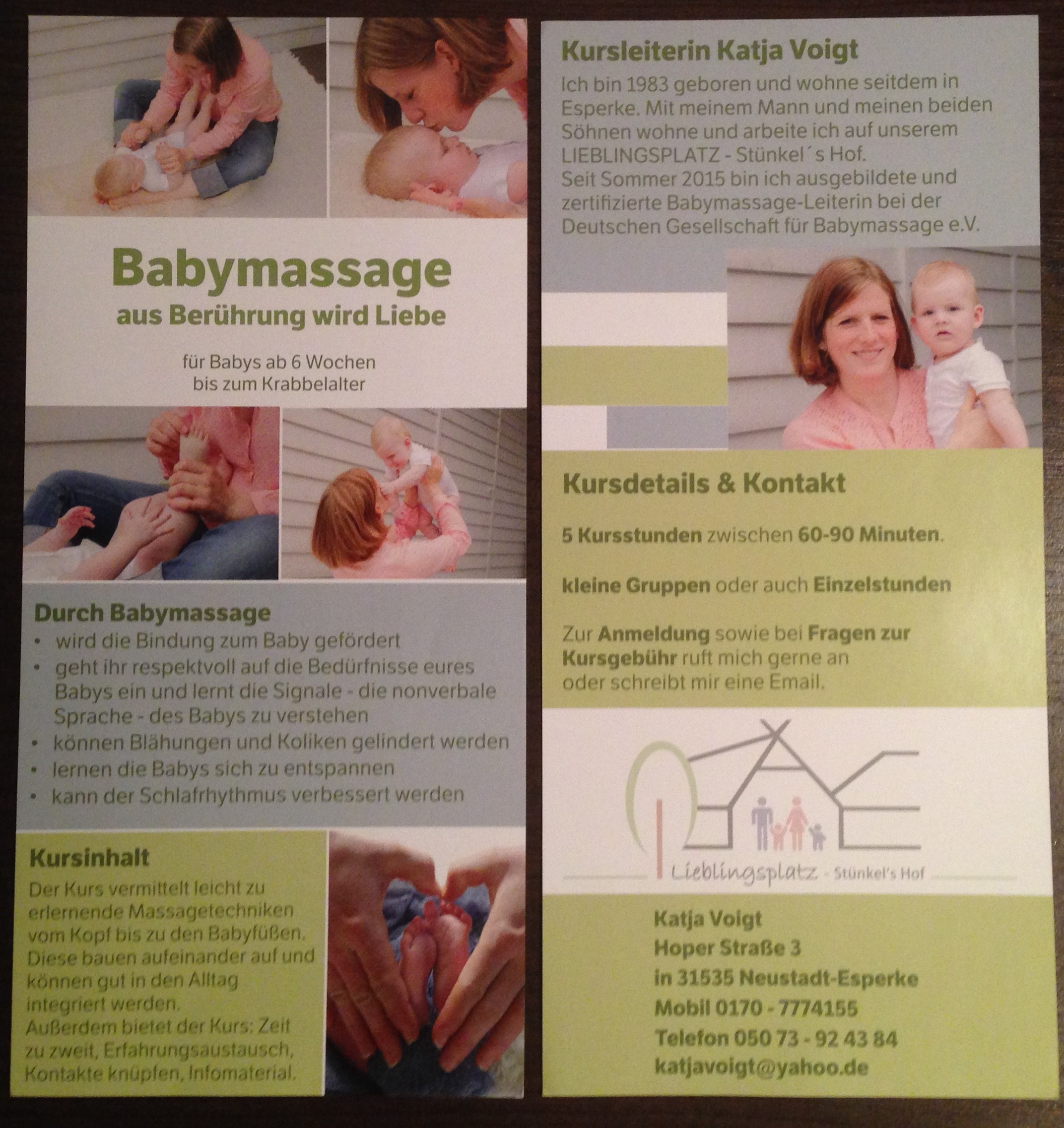 Babymassage Flyer Katja Voigt